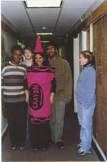 [Usman, Jay, Shikha the Crayon, Amal, and Erin hang out in Hayden]